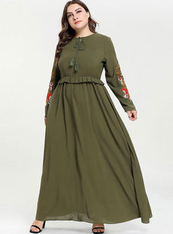 Plus Size Embroidered A Line Maxi Dress