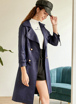 Casual Notched Double-breasted Waist Trench Coat