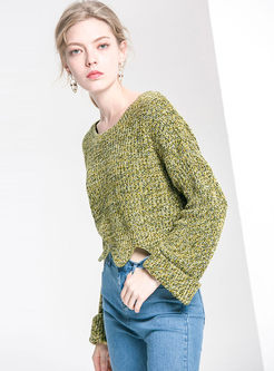 O-neck Wave Pullover Loose Short Sweater