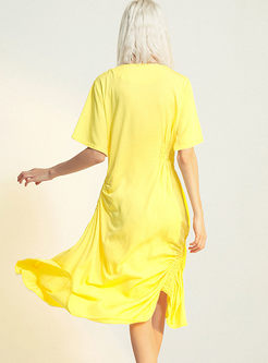 Yellow Irregular Slim Mermaid Dress