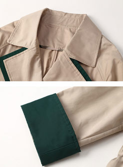 Lapel 3/4 Sleeve Drawcord Trench Coat
