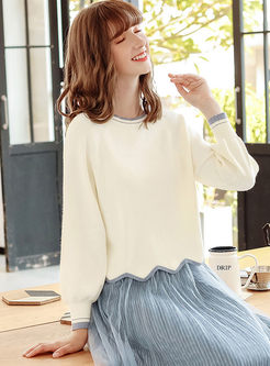 Sweet O-neck Pullover Loose Sweater