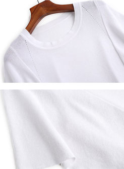 White O-neck Pullover T-shirt & Mermaid Skirt