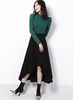 Black High Waisted Irregular Hem Skirt