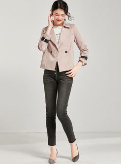 Notched Long Sleeve Slim Trench Coat