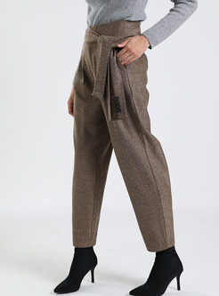 Brief Solid Color Loose Straight Pants