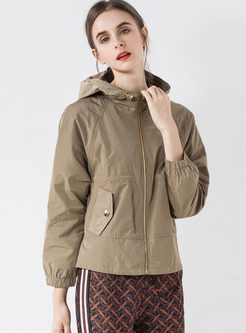 Casual Hooded Zippered Jacket With Pockets