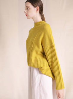 Yellow Pullover Loose Pullover Sweater
