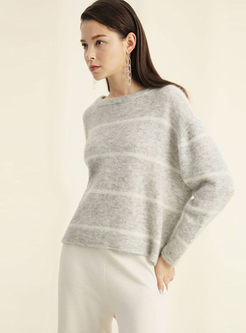 O-neck Pullover Striped Loose Sweater