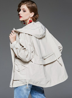 Apricot Short Hooded Trench Coat