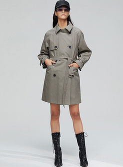 Lapel Double-breasted Waist Trench Coat