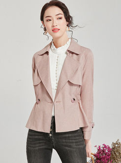 Pink Notched Long Sleeve Short Coat