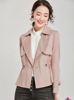 Pink Notched Long Sleeve Short Coat
