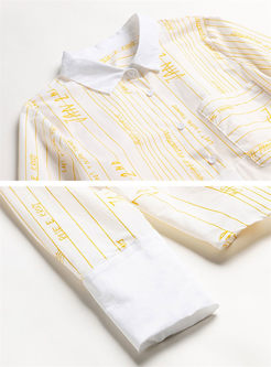 Letter Print Shirt & High Waisted A Line Skirt