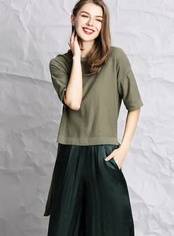 Solid Color Short Before Loose Pullover T-shirt