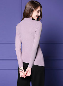 Brief Slim Pullover Irregular Sweater