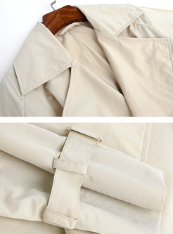  Apricot Turn Down Collar A Line Trench Coat With Belt 