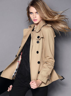 Lapel Double-breasted Short Trench Coat