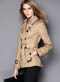 Lapel Double-breasted Short Trench Coat