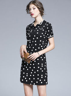 Short Sleeve Dot Slim Mini Tee Dress