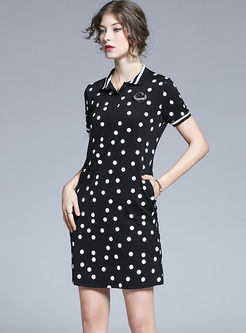 Short Sleeve Dot Slim Mini Tee Dress
