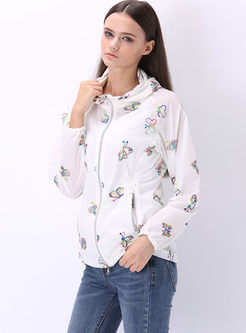 Hooded Butterfly Graphic Thin Coat