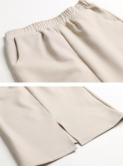  Hooded Pullover Top & Casual Elastic Split Skirt