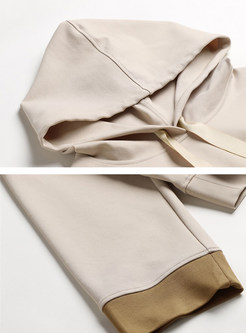  Hooded Pullover Top & Casual Elastic Split Skirt