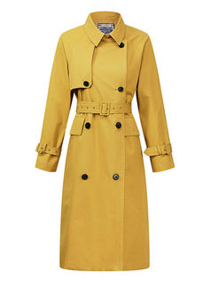 Solid Color Lapel Long Trench Coat