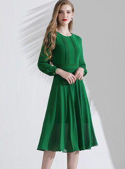 Dresses | Skater Dresses | Green Lantern Sleeve Patchwork Chiffon ...