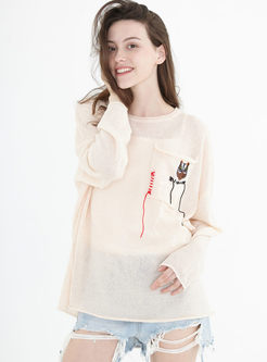 O-neck Long Sleeve Loose Pullover Sweater