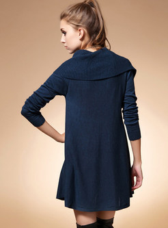 Deep Blue Plus Size Patchwork Sweater