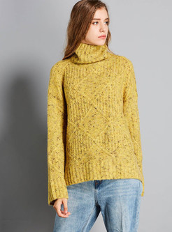 Casual High Collar Loose Sweater