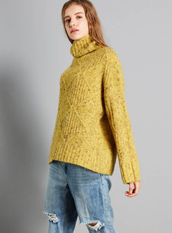  Casual High Collar Loose Sweater