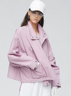 Pink Lapel Long Sleeve Loose Jacket