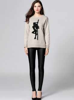 Casual O-neck Pullover Print Sweater