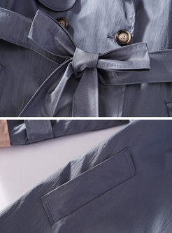 Lapel Long Sleeve Thin Trench Coat