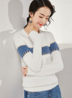 Long Sleeve Loose Patchwork Sweater