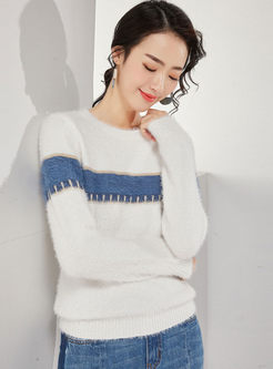 Long Sleeve Loose Patchwork Sweater
