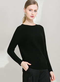 Brief O-neck Pullover Wool Sweater