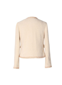 O-neck Patchwork Slim Short Sweater Coat