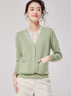 Solid Color Single-breasted Slim Thin Sweater