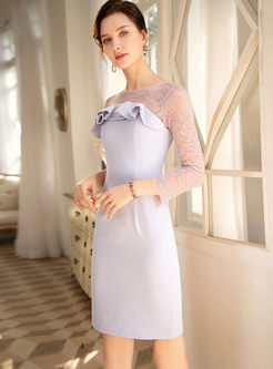 Sweet Lace Patchwork Falbala Bodycon Dress