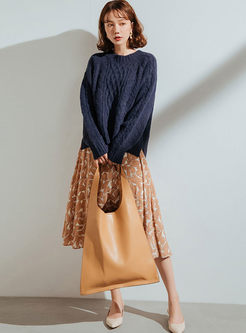 O-neck Loose Slit Pullover Sweater
