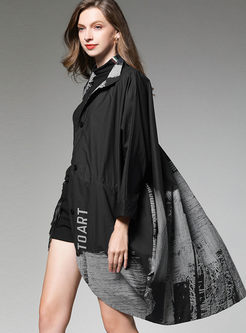Black Bat Sleeve Gradient Plus Size Coat