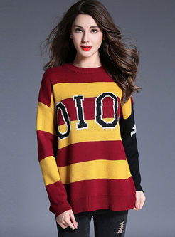 Fashion Pullover Striped Loose Sweater