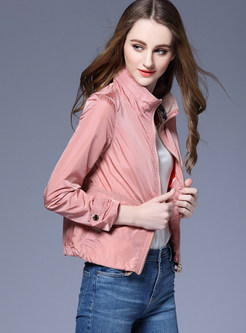 Casual Stand Collar Slim Short Jacket