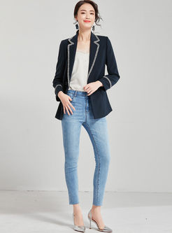 Notched Long Sleeve Rough Selvedge Blazer