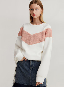 O-neck Color-blocked Loose Pullover Sweater