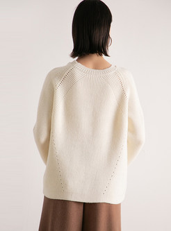 Milk White Pullover Thick Knit Top